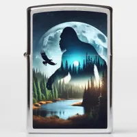 Double Exposure Bigfoot, Eagle and Full Moon Zippo Lighter