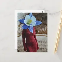 Gorgeous Woman With Flower Head Collage Postcard