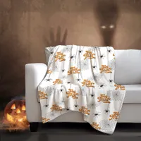 Trick or Treat Typography w/Spiders Pattern ID680 Fleece Blanket