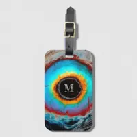 Ethereal Cosmic Eye Monogram Vibrant Abstract Art Luggage Tag