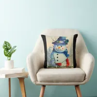 Watercolor Snowman Throw Pillow