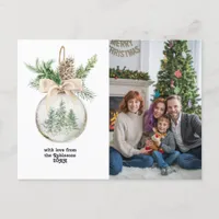 Neutral Watercolor Christmas Bauble Holiday Postcard