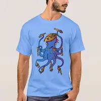 Nautical Pirate Octopus Drinking Rum T-Shirt