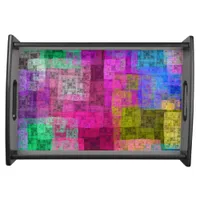 Abstract geometric pattern, blue, pink, modern  serving tray