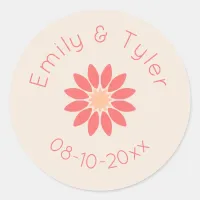 Coral Daisy on Cream Personalized Wedding Seal