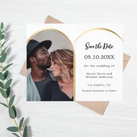 White black gold photo arch wedding Save the Date Flyer