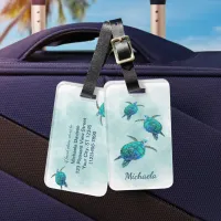 Watercolor Sea Turtles Ocean Luggage Tag