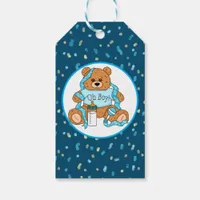 Blue Baby Shower Oh Boy Teddy Bear  Gift Tags