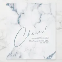 Modern Marble Cheers Dusty Blue ID816 Wine Label