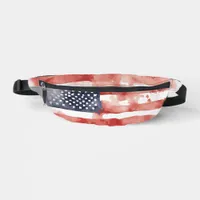 Full-Spread Watercolor American Flag, 4th of July Fanny Pack