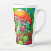 Watercolor Abstract Mushrooms Latte Mug