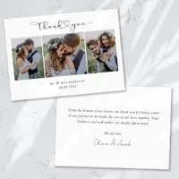 Multi Photo Script with Heart Wedding Photo Thank You Card