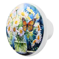 Vase of Daisies Pretty Floral   Ceramic Knob