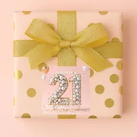 Stylish Blush Pink and Gold Pearly 21st Birthday Square Sticker