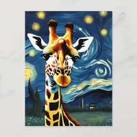 Giraffe in the Starry Night Postcard