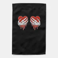 Anti Valentine Skeleton Heart Gothic Style Garden Flag