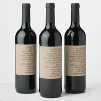 Simply Typography Message Wedding Wine Label