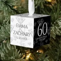 Elegant 60th 75th Diamond Wedding Anniversary Cube Ornament