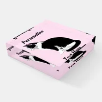 Black and White Tuxedo Cat Personalized Paperweight