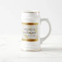 Elegant 3rd Leather Wedding Anniversary Beer Stein