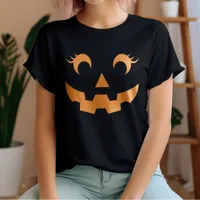 Girly Jack O Lantern Pumpkin Face Halloween T-Shirt