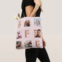 Best Friends rose gold blush photo collage Tote Bag