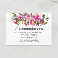 Vintage Pink Peonies Wedding Accommodations Enclosure Card