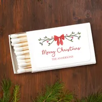 Personalized Merry Christmas Coquette Bow Trendy Matchboxes