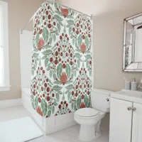 Art Nouveau Botanical–Vintage Floral Scallop  Shower Curtain