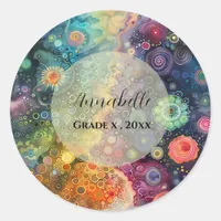 Beautiful Whimsical Colorful Back to School  Classic Round Sticker