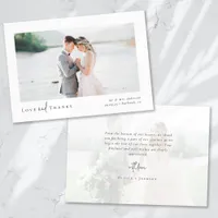 Elegant Chic Script Wedding Photo Thank You Card