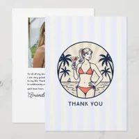 Preppy Coastal Tinis & Bikinis Beach Bachelorette Thank You Card