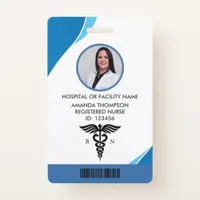 Modern Blue Geometric Registered Nurse Photo ID Badge