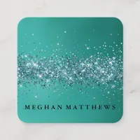 Teal Sparkles Beauty  Square Business Card