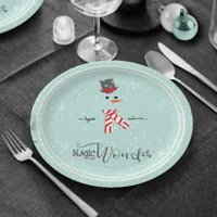 Magic and Wonder Christmas Snowman Mint ID440 Paper Plates