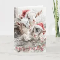 Cute Baby Goats - Snow Babies 5 Christmas Holiday Card