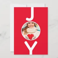 Christmas red white photo joy card