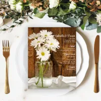 Mason Jar White Daisies Country Barn Wedding Menu