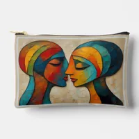 Vibrant Abstract Art Couple's Portrait Accessory Pouch