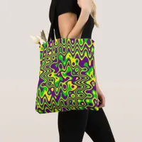 [Mardi Gras Op-Art] Purple Green Yellow Tote Bag