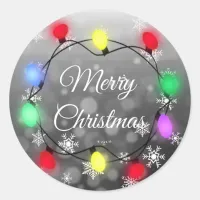 Merry Christmas Lights Classic Round Sticker