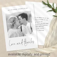 Classic Love Thanks Photo Wedding Thank You Card