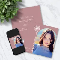 Dusty Rose Handwritten Floral Photo Graduation Invitation