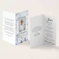 Blue Tint Carnation Floral Funeral Memorial Prayer Business Card