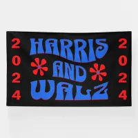 Harris & Walz Retro flowers Banner