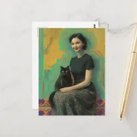 Black Cat and a Lady Glitch Postcard