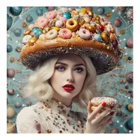 Blond Woman On Planet Doughnuts Fantasy Acrylic Print