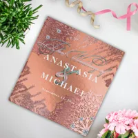 Rose Gold Foil Luxury Glam Elegant Stylish Wedding 3 Ring Binder
