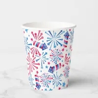 Watercolor Fireworks Rockets 4th of July Party  Paper Cups