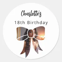 Bow photo Birthday Classic Round Sticker